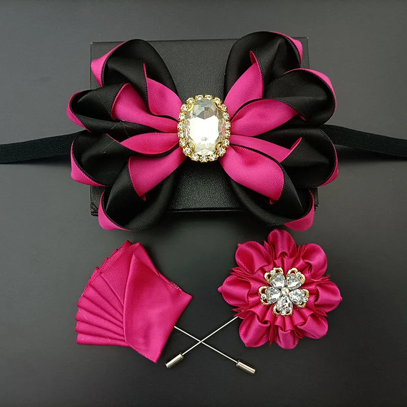 Original Design Bow Tie Set Luxury High-end Men's Dress Shirt Accessories Collar Flower Corsage Wedding Bowtie Pocket Towel Sets