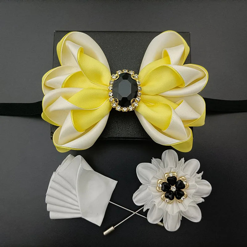 Original Design Bow Tie Set Luxury High-end Men's Dress Shirt Accessories Collar Flower Corsage Wedding Bowtie Pocket Towel Sets