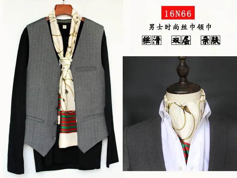 Solid Color High-End Men's Black Thin Scarf Double-Sided Decorative Professional Shirt Anti-Dirt Collar Scarf