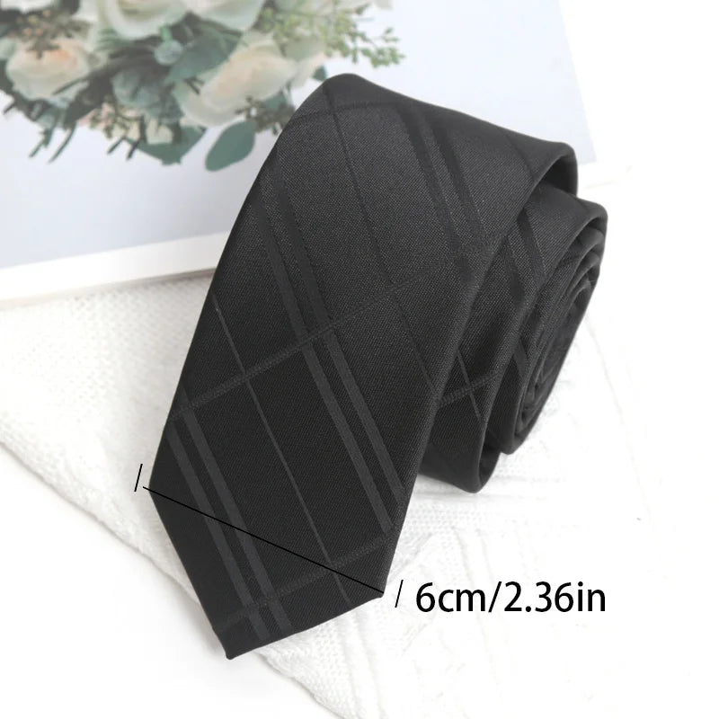 Mens Casual Slim Tie Fashion 6CM Necktie Black Stripes Floral Plaid Solid Ties for Man Neck Tie for Wedding Party Accessories