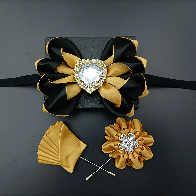 Original Design Bow Tie Set Luxury High-end Men's Dress Shirt Accessories Collar Flower Corsage Wedding Bowtie Pocket Towel Sets