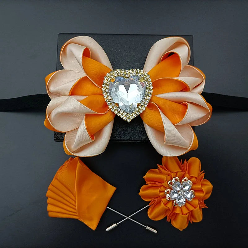 Original Design Bow Tie Set Luxury High-end Men's Dress Shirt Accessories Collar Flower Corsage Wedding Bowtie Pocket Towel Sets