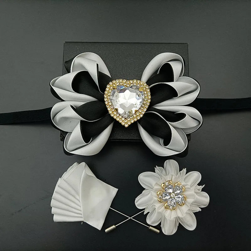 Original Design Bow Tie Set Luxury High-end Men's Dress Shirt Accessories Collar Flower Corsage Wedding Bowtie Pocket Towel Sets