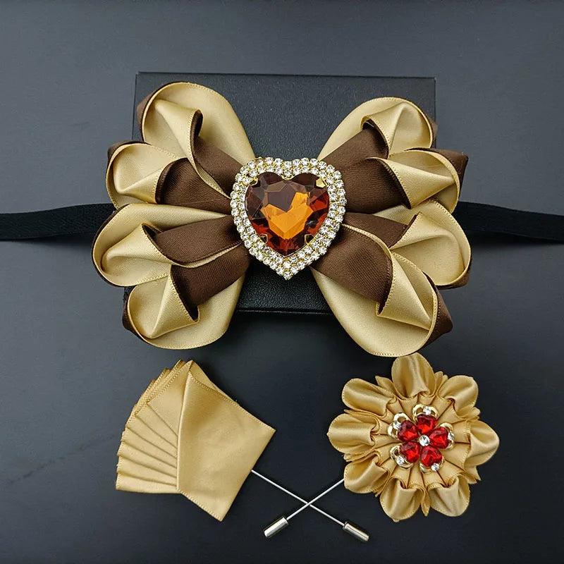 Original Design Bow Tie Set Luxury High-end Men's Dress Shirt Accessories Collar Flower Corsage Wedding Bowtie Pocket Towel Sets