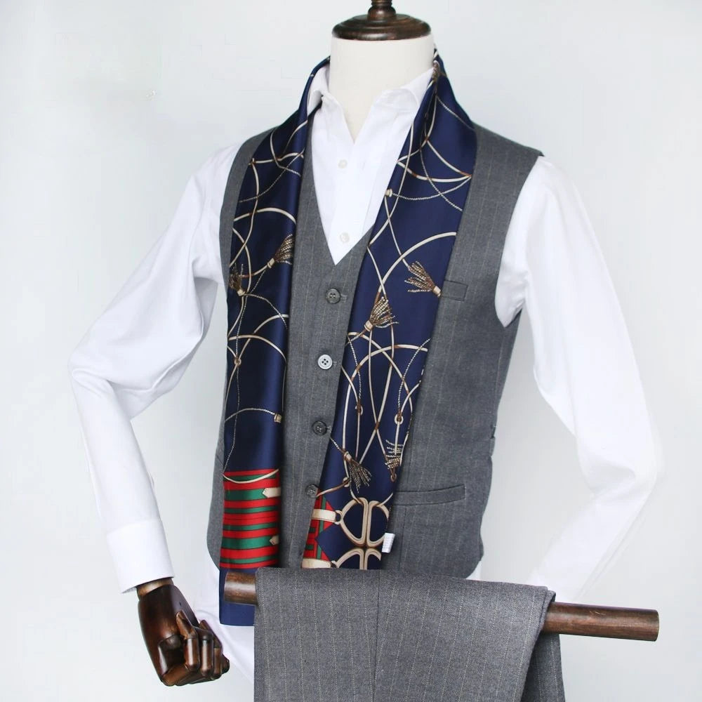 Solid Color High-End Men's Black Thin Scarf Double-Sided Decorative Professional Shirt Anti-Dirt Collar Scarf