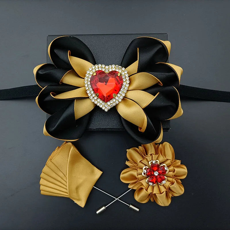 Original Design Bow Tie Set Luxury High-end Men's Dress Shirt Accessories Collar Flower Corsage Wedding Bowtie Pocket Towel Sets