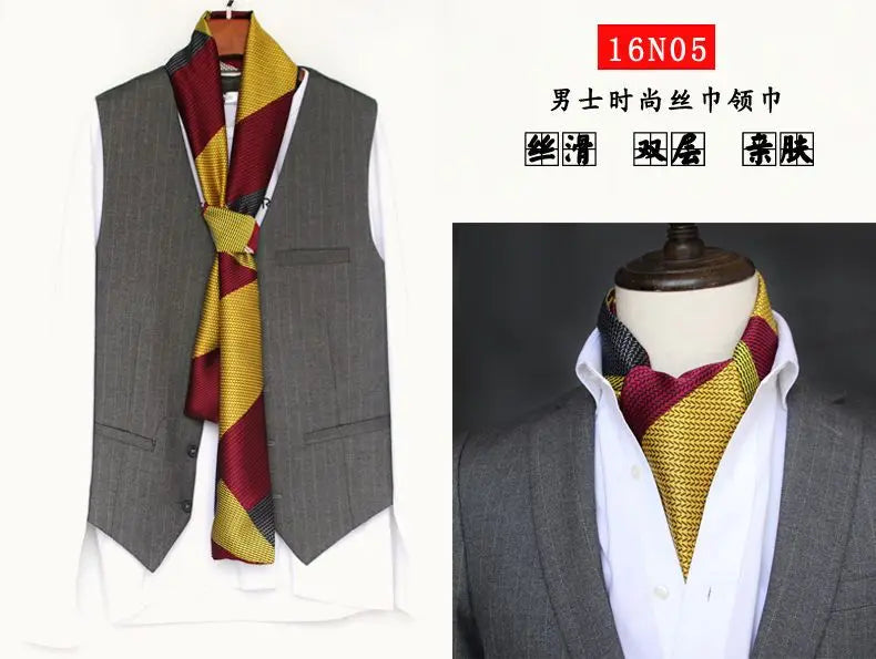 Solid Color High-End Men's Black Thin Scarf Double-Sided Decorative Professional Shirt Anti-Dirt Collar Scarf