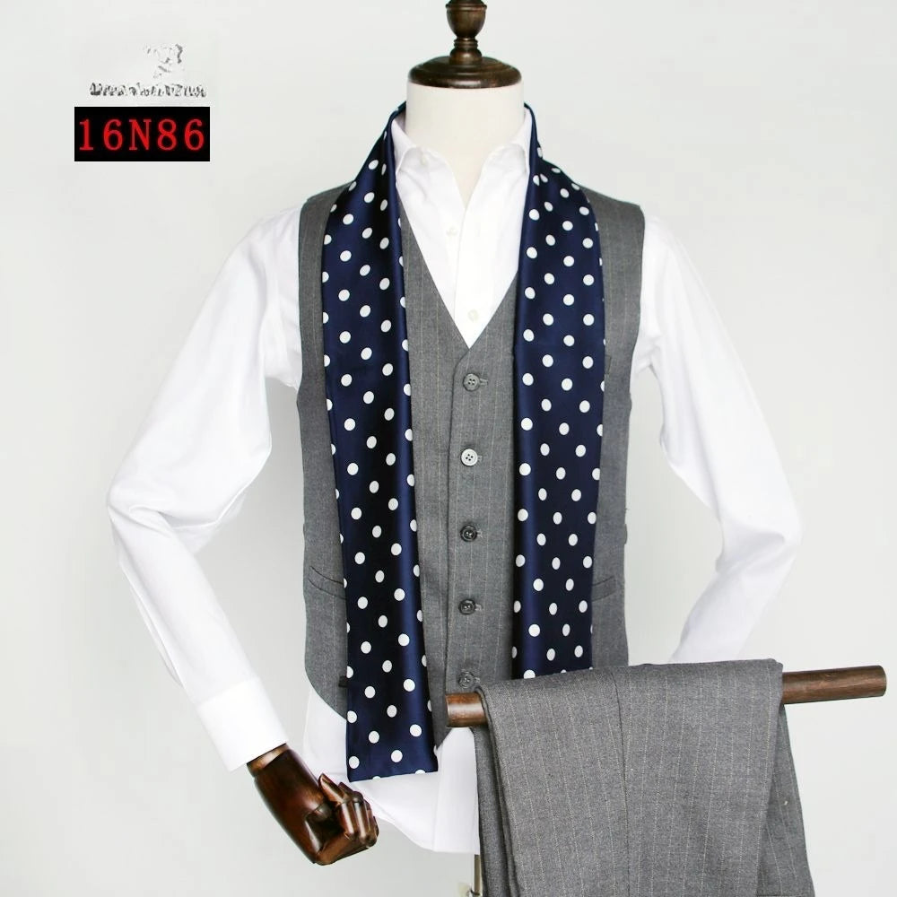 Solid Color High-End Men's Black Thin Scarf Double-Sided Decorative Professional Shirt Anti-Dirt Collar Scarf