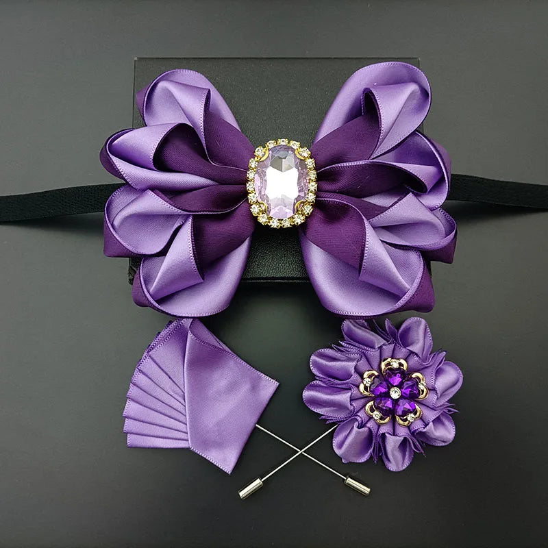 Original Design Bow Tie Set Luxury High-end Men's Dress Shirt Accessories Collar Flower Corsage Wedding Bowtie Pocket Towel Sets