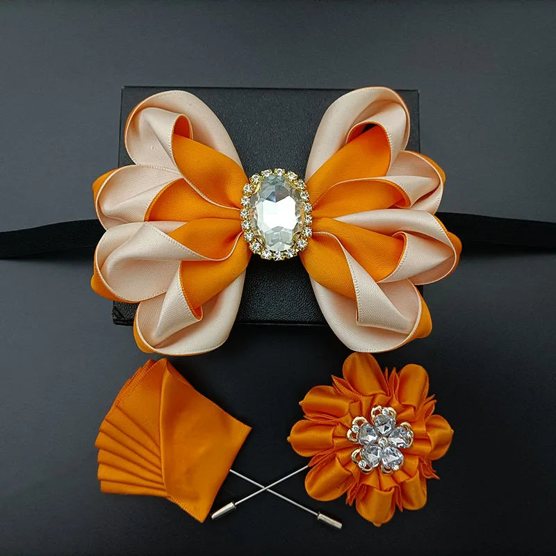 Original Design Bow Tie Set Luxury High-end Men's Dress Shirt Accessories Collar Flower Corsage Wedding Bowtie Pocket Towel Sets