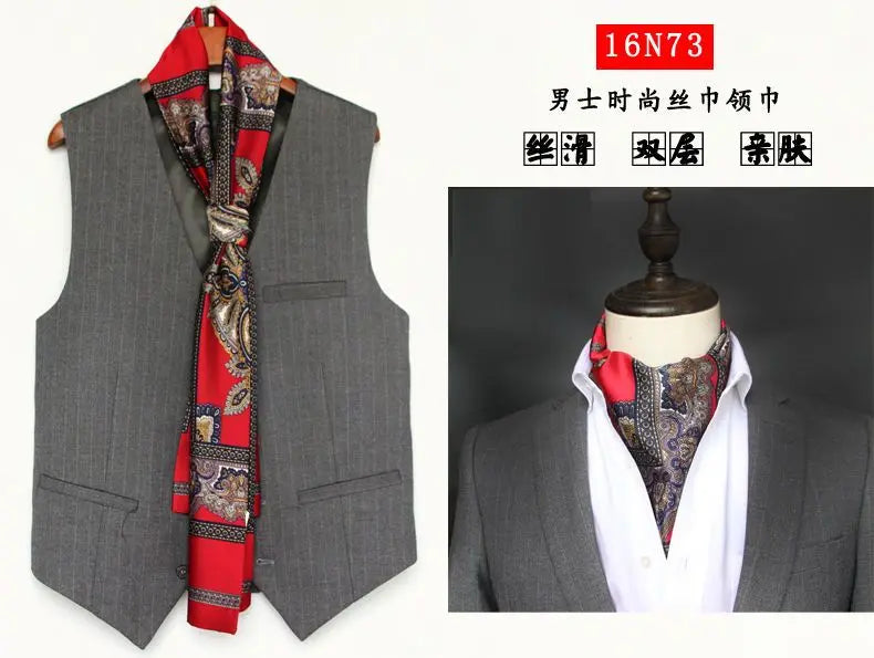Solid Color High-End Men's Black Thin Scarf Double-Sided Decorative Professional Shirt Anti-Dirt Collar Scarf
