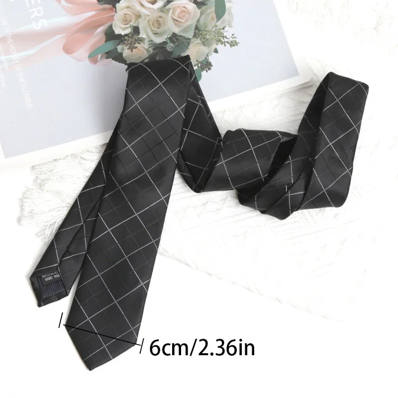 Mens Casual Slim Tie Fashion 6CM Necktie Black Stripes Floral Plaid Solid Ties for Man Neck Tie for Wedding Party Accessories