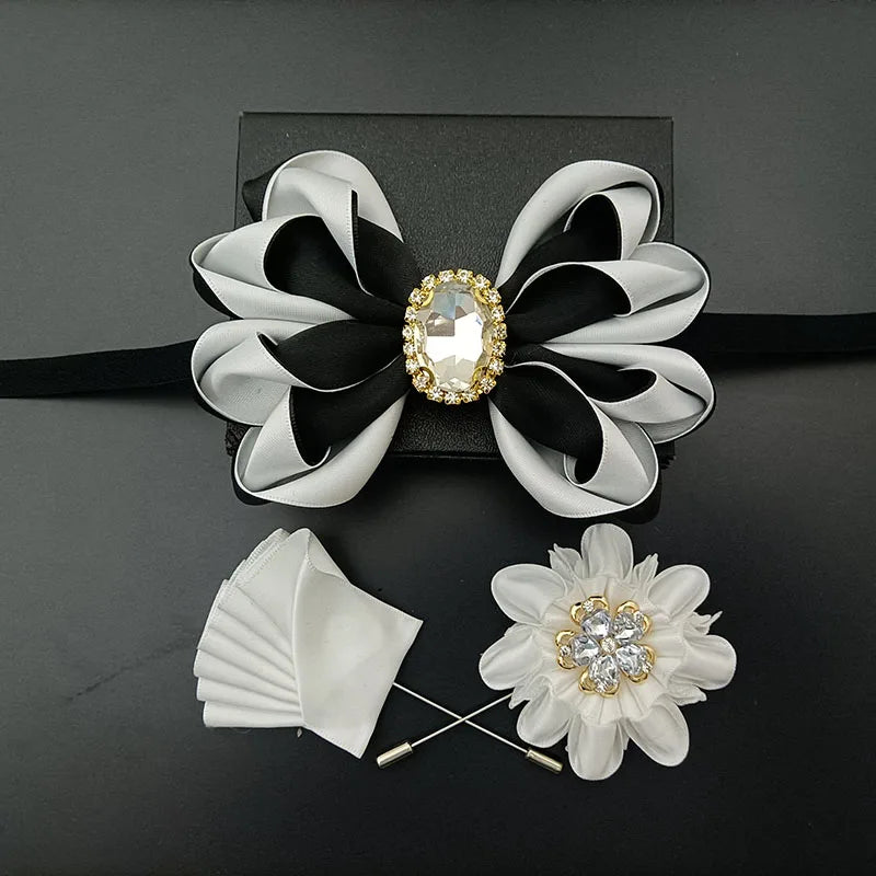Original Design Bow Tie Set Luxury High-end Men's Dress Shirt Accessories Collar Flower Corsage Wedding Bowtie Pocket Towel Sets