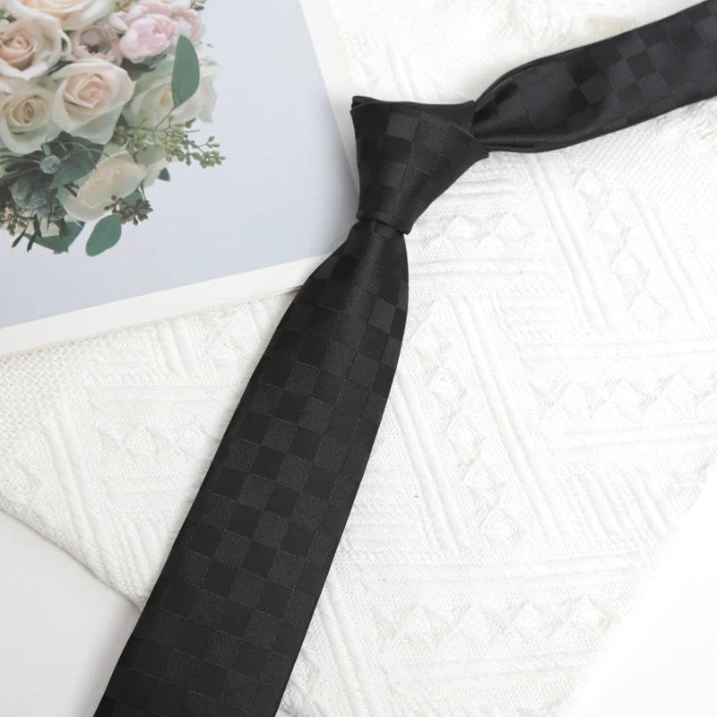 Mens Casual Slim Tie Fashion 6CM Necktie Black Stripes Floral Plaid Solid Ties for Man Neck Tie for Wedding Party Accessories