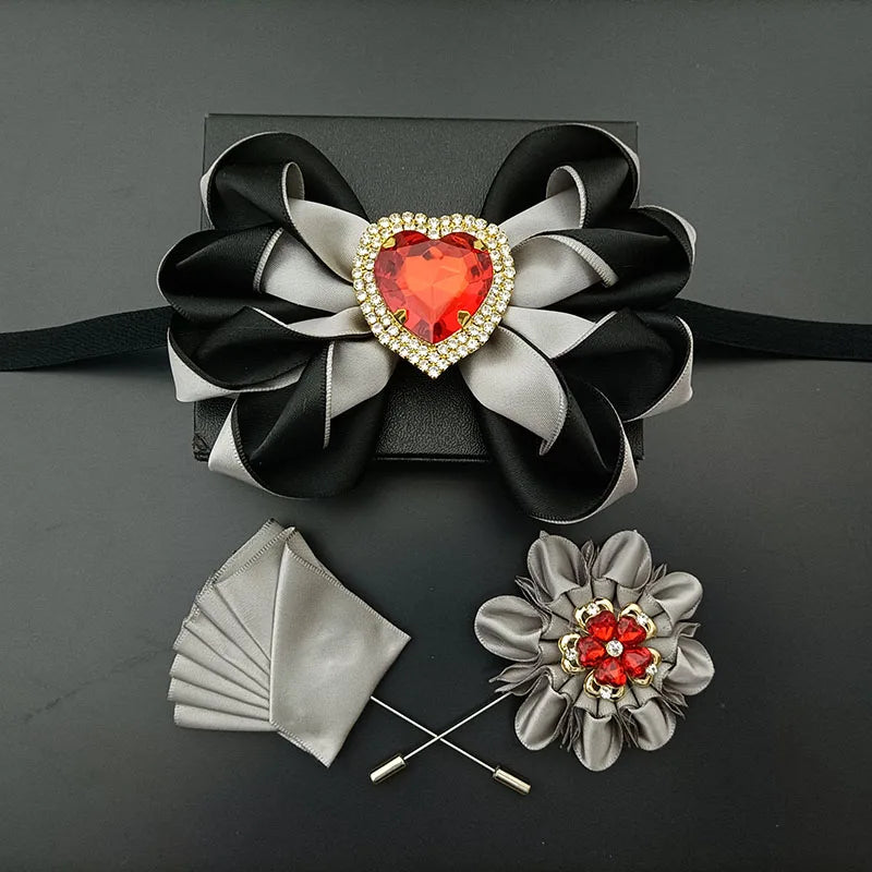 Original Design Bow Tie Set Luxury High-end Men's Dress Shirt Accessories Collar Flower Corsage Wedding Bowtie Pocket Towel Sets
