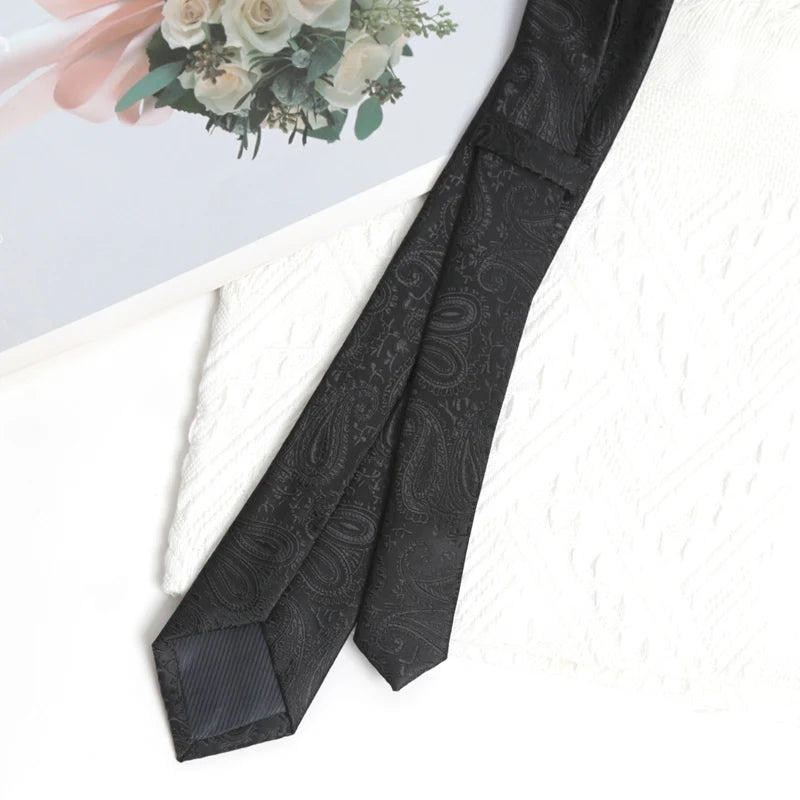 Mens Casual Slim Tie Fashion 6CM Necktie Black Stripes Floral Plaid Solid Ties for Man Neck Tie for Wedding Party Accessories