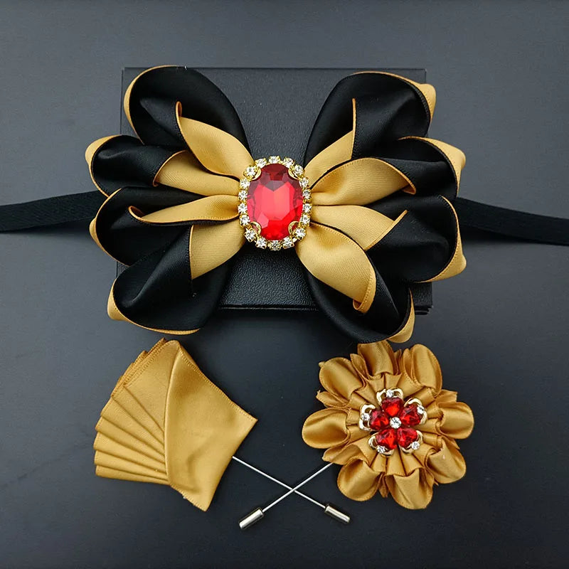 Original Design Bow Tie Set Luxury High-end Men's Dress Shirt Accessories Collar Flower Corsage Wedding Bowtie Pocket Towel Sets