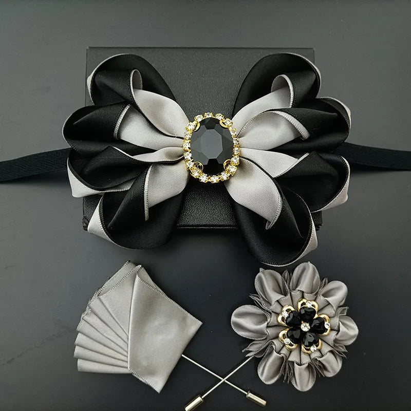 Original Design Bow Tie Set Luxury High-end Men's Dress Shirt Accessories Collar Flower Corsage Wedding Bowtie Pocket Towel Sets