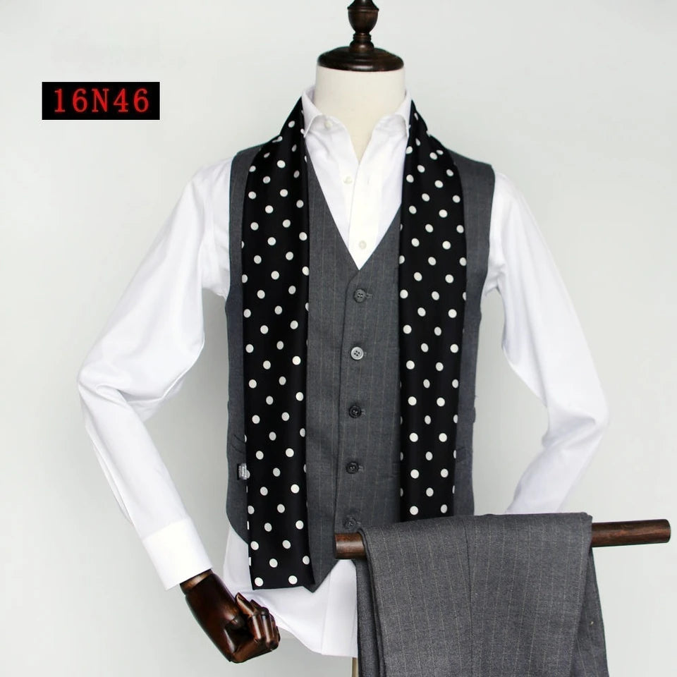 Solid Color High-End Men's Black Thin Scarf Double-Sided Decorative Professional Shirt Anti-Dirt Collar Scarf