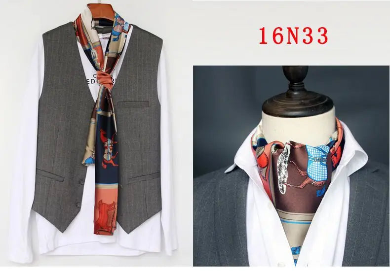 Solid Color High-End Men's Black Thin Scarf Double-Sided Decorative Professional Shirt Anti-Dirt Collar Scarf