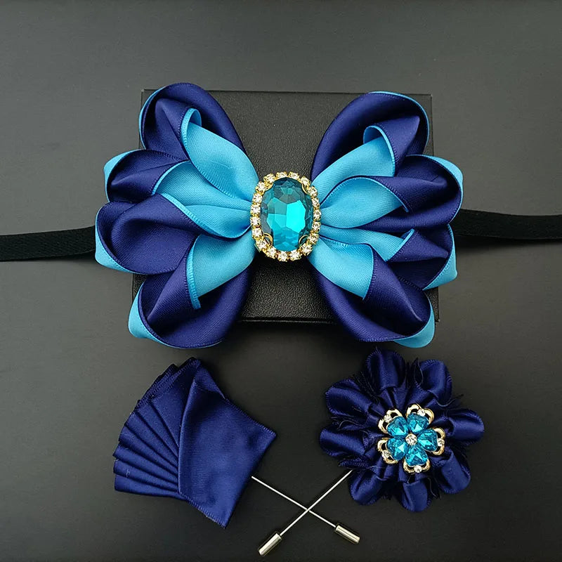 Original Design Bow Tie Set Luxury High-end Men's Dress Shirt Accessories Collar Flower Corsage Wedding Bowtie Pocket Towel Sets