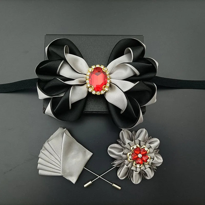 Original Design Bow Tie Set Luxury High-end Men's Dress Shirt Accessories Collar Flower Corsage Wedding Bowtie Pocket Towel Sets