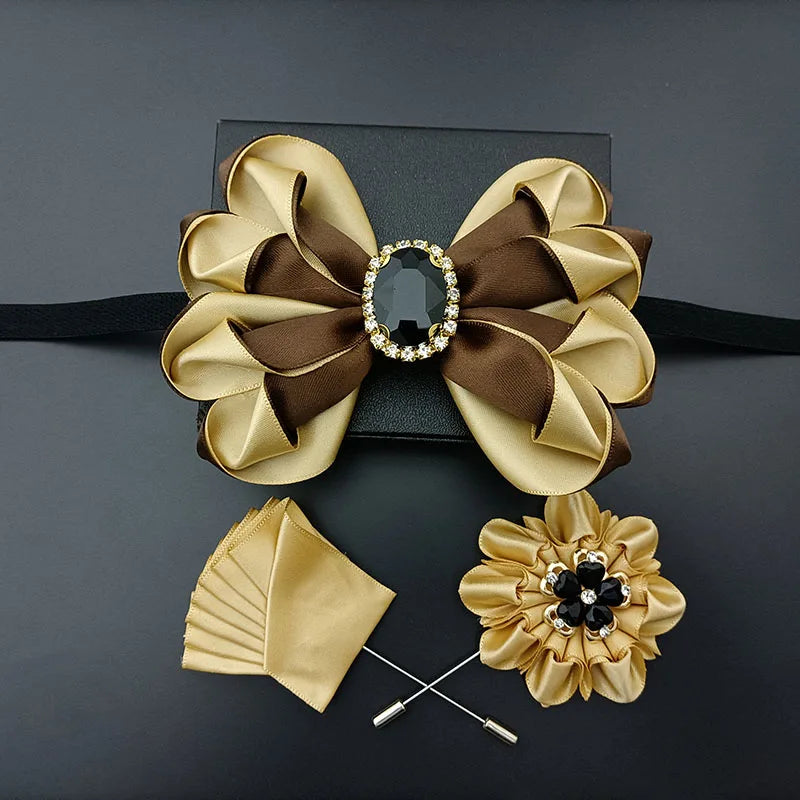Original Design Bow Tie Set Luxury High-end Men's Dress Shirt Accessories Collar Flower Corsage Wedding Bowtie Pocket Towel Sets