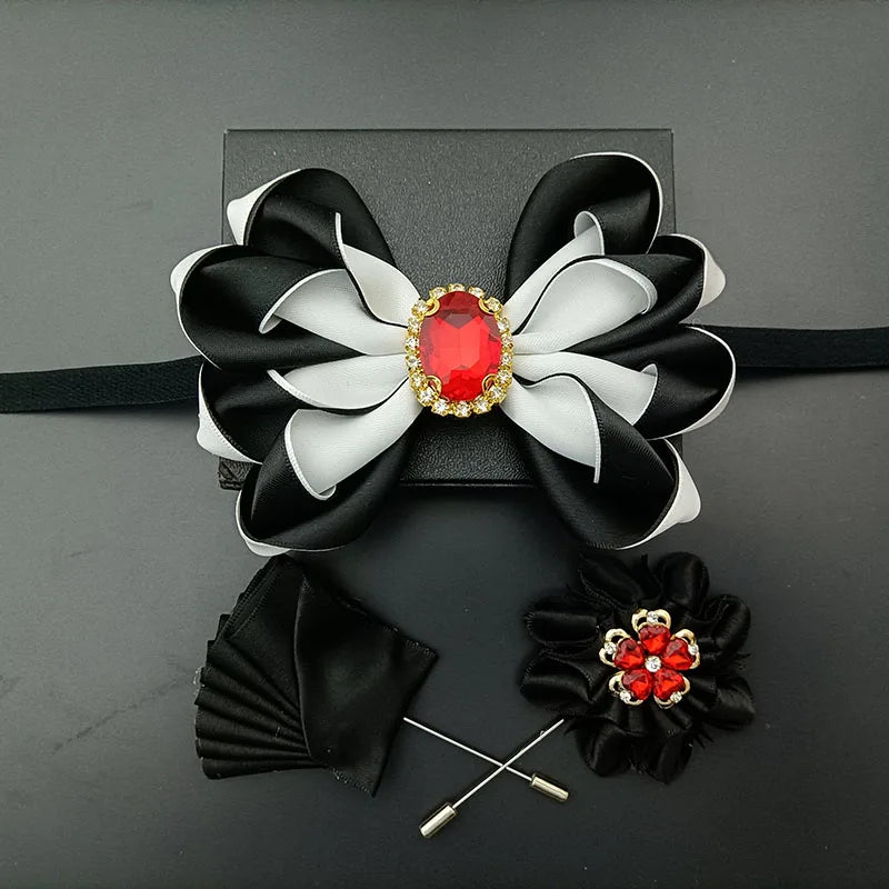 Original Design Bow Tie Set Luxury High-end Men's Dress Shirt Accessories Collar Flower Corsage Wedding Bowtie Pocket Towel Sets