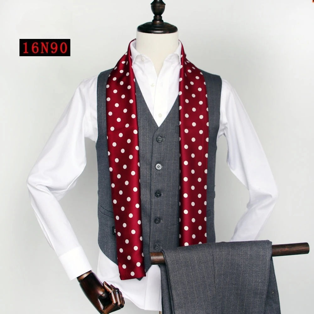 Solid Color High-End Men's Black Thin Scarf Double-Sided Decorative Professional Shirt Anti-Dirt Collar Scarf