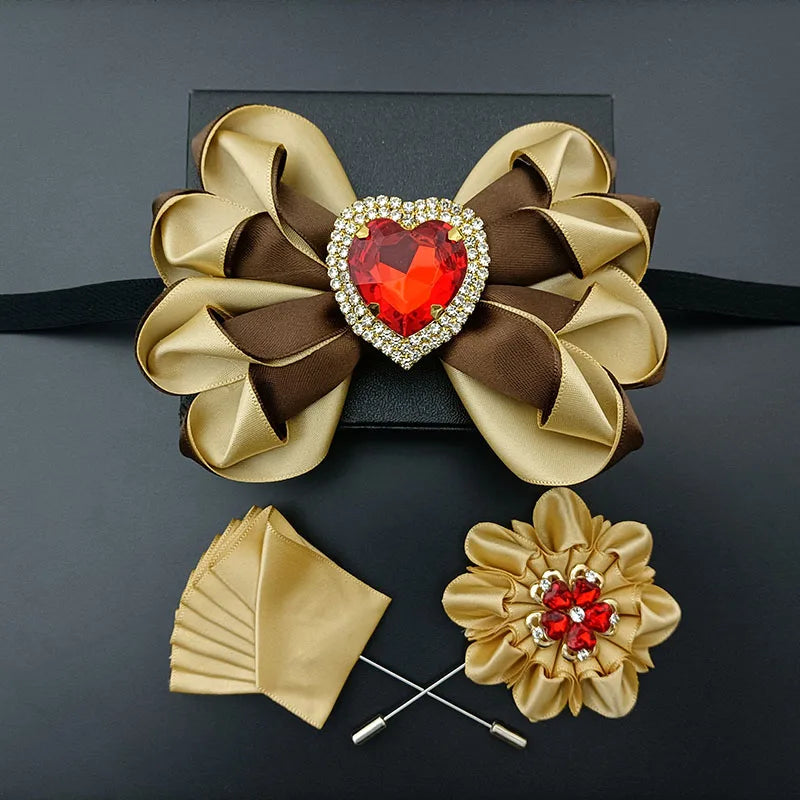 Original Design Bow Tie Set Luxury High-end Men's Dress Shirt Accessories Collar Flower Corsage Wedding Bowtie Pocket Towel Sets