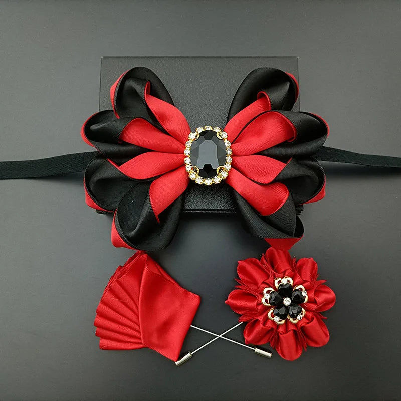 Original Design Bow Tie Set Luxury High-end Men's Dress Shirt Accessories Collar Flower Corsage Wedding Bowtie Pocket Towel Sets