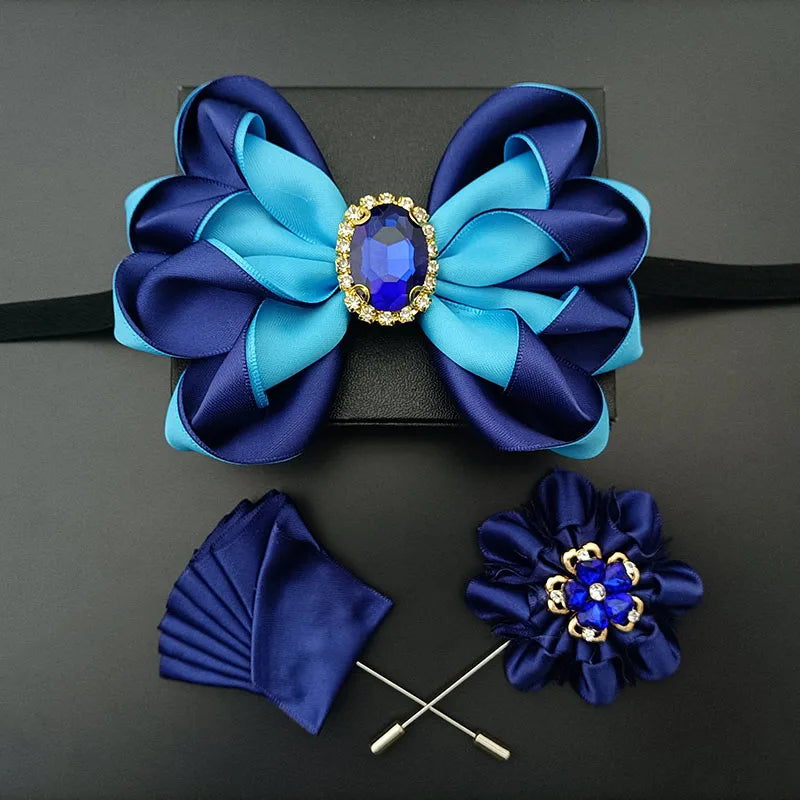 Original Design Bow Tie Set Luxury High-end Men's Dress Shirt Accessories Collar Flower Corsage Wedding Bowtie Pocket Towel Sets