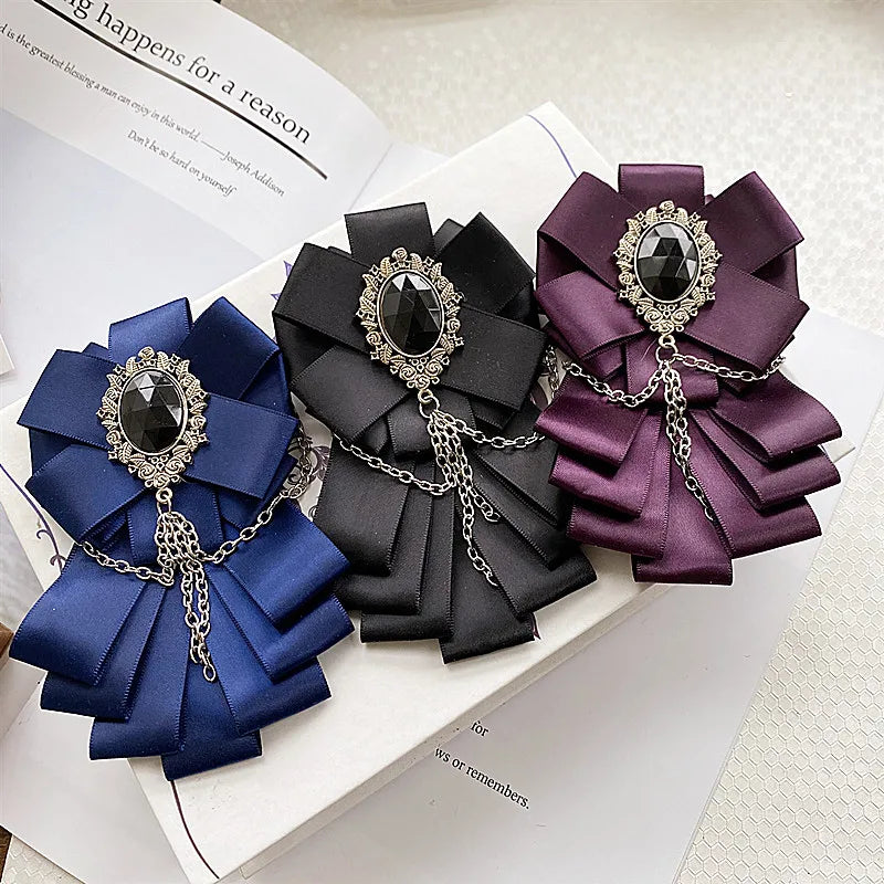 High-End Ribbon Bow Tie for Men Groom Wedding British-Style Bowtie Tassel Shirt Necktie Luxulry Jewelry Accessories