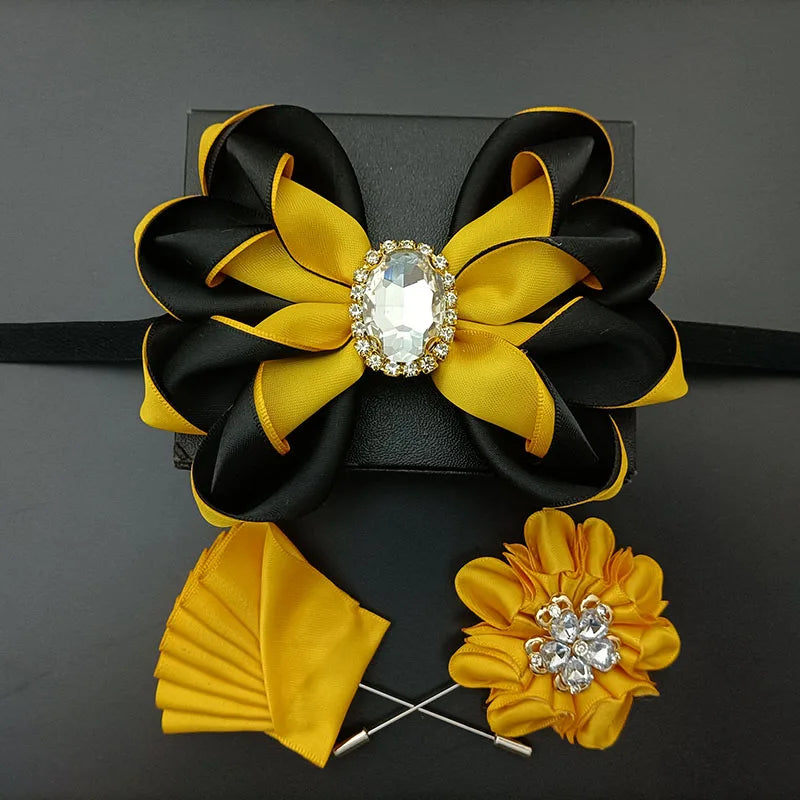 Original Design Bow Tie Set Luxury High-end Men's Dress Shirt Accessories Collar Flower Corsage Wedding Bowtie Pocket Towel Sets