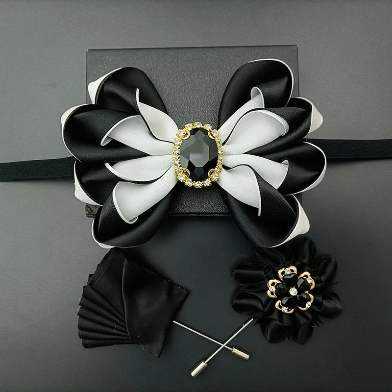 Original Design Bow Tie Set Luxury High-end Men's Dress Shirt Accessories Collar Flower Corsage Wedding Bowtie Pocket Towel Sets