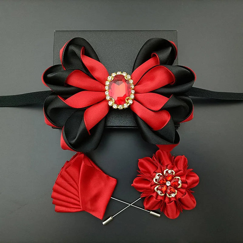 Original Design Bow Tie Set Luxury High-end Men's Dress Shirt Accessories Collar Flower Corsage Wedding Bowtie Pocket Towel Sets