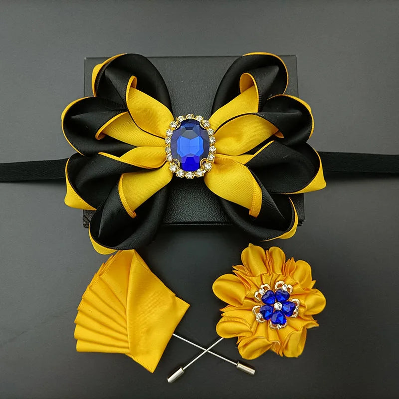 Original Design Bow Tie Set Luxury High-end Men's Dress Shirt Accessories Collar Flower Corsage Wedding Bowtie Pocket Towel Sets
