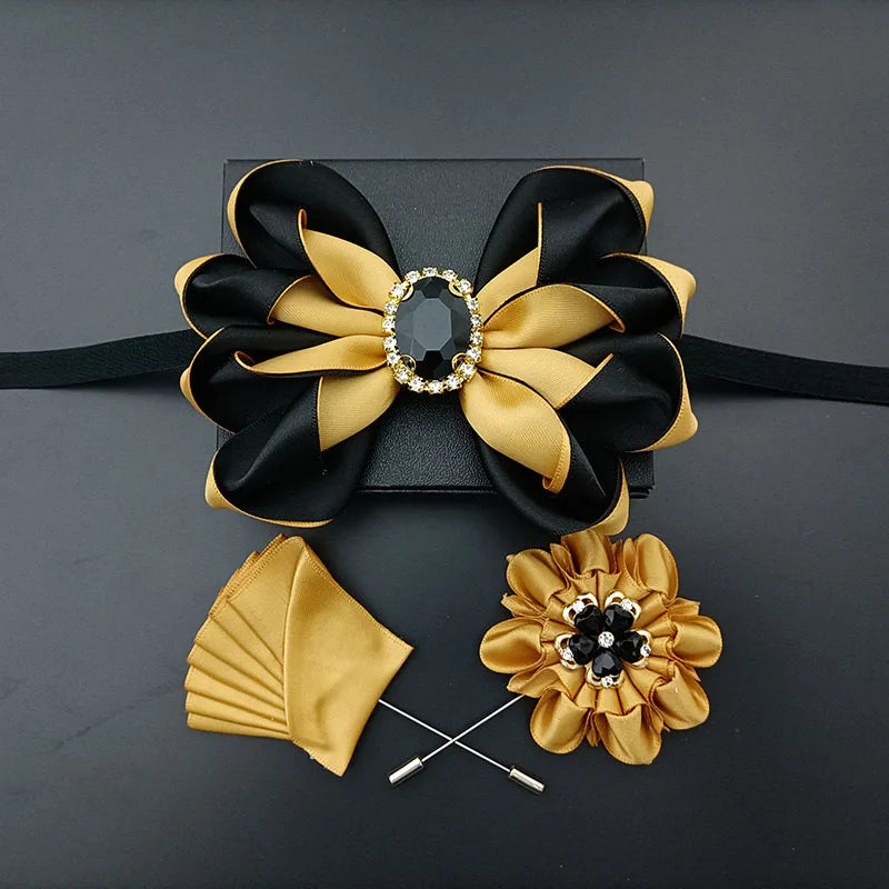Original Design Bow Tie Set Luxury High-end Men's Dress Shirt Accessories Collar Flower Corsage Wedding Bowtie Pocket Towel Sets
