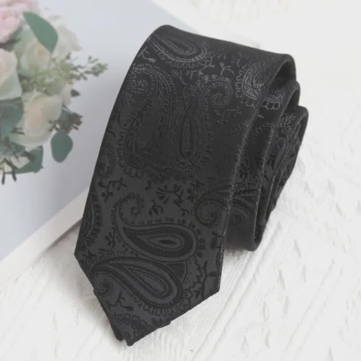 Mens Casual Slim Tie Fashion 6CM Necktie Black Stripes Floral Plaid Solid Ties for Man Neck Tie for Wedding Party Accessories